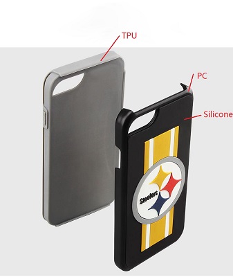 TPU plus PC edge and Silicone back 3 in 1 Phone Case