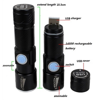 Promotional aluminum USB LED flashlight/mini torch