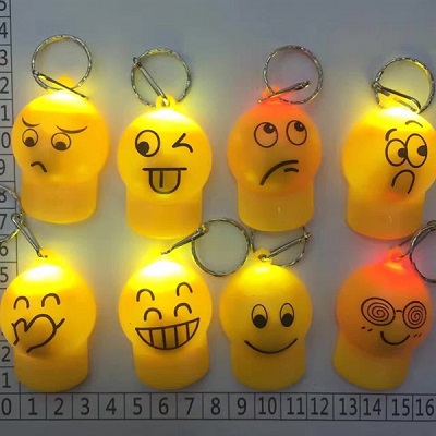 Emoji Cap Keychain LED Emoticon Keyring Promotion gift