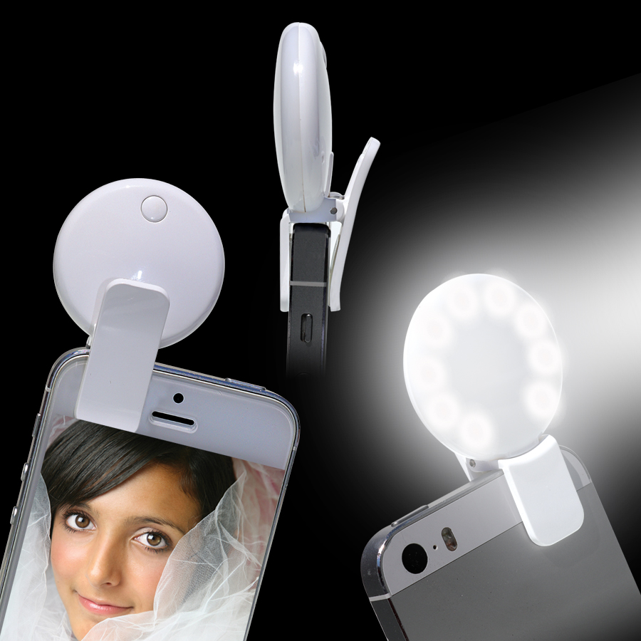 Round 9-LED Photo Selfie Fill in Light for Phone and Tablet Cameras